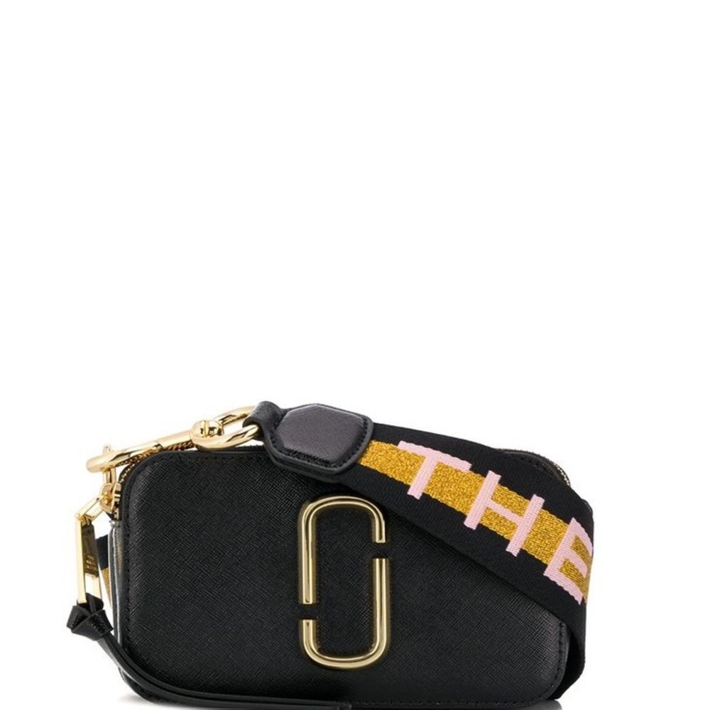 Marc Jacobs Black and Gold Crossbody Camera Bag
